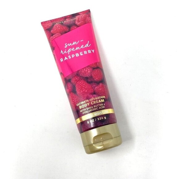 Bath & Body Works Sun-Ripened Raspberry Body Cream 8 Oz Shea Butter Hyaluronic - Picture 1 of 5
